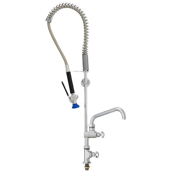 Fisher 49646 Deck Mounted Stainless Steel Pre-Rinse Faucet with 36x22 Hose, 14x22 Add-On Faucet, and Wall Bracket