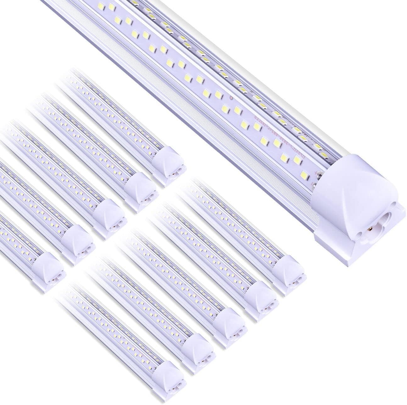 ELEKICO LED Shop Light 4FT, 50W 7200LM 5000K V Shape 4' Led Shop Light, Super Bright Linkable Shop Lights, Hight Output T8 LED Tube Lights, LED Shop Lights for Garage 4 Foot with Plug 10 Pack