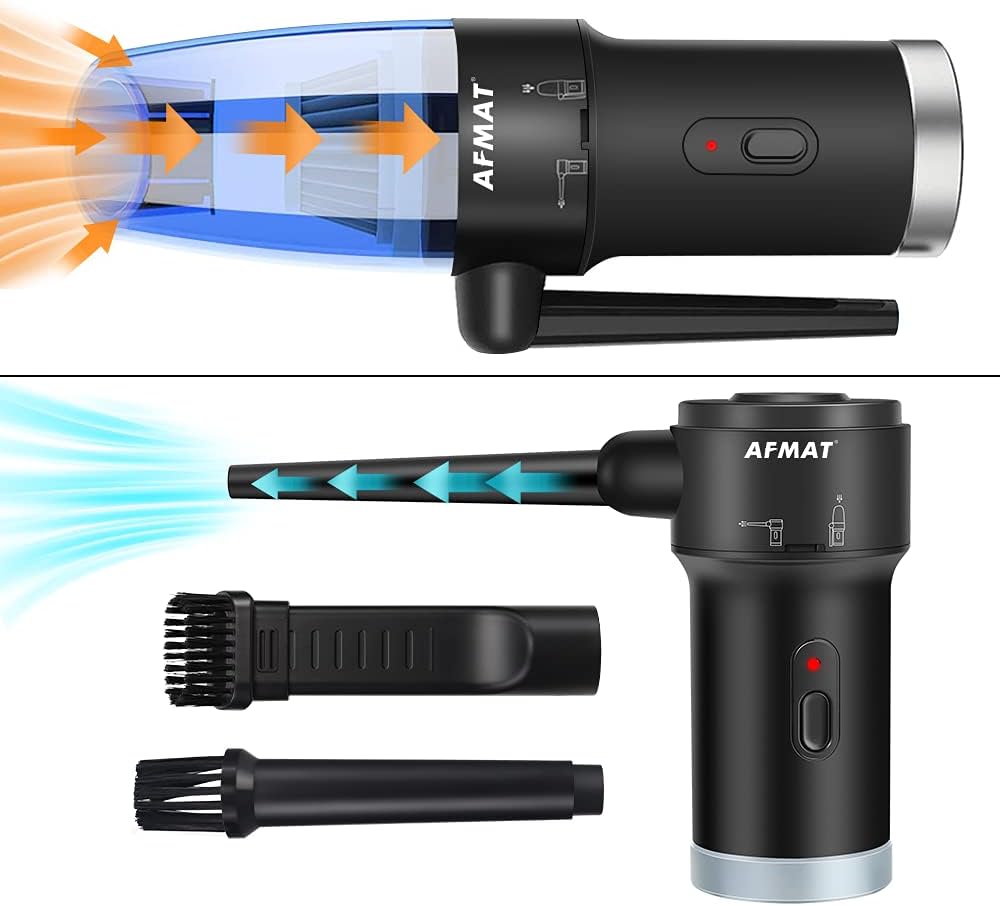AFMAT Computer Vacuum, Keyboard Vacuum, Electric Air Duster, Computer Cleaning Kit, Cordless Air Duster, 60000 RMP Rechargeable Compressed Air Duster, Vacuum & Duster 2 in 1