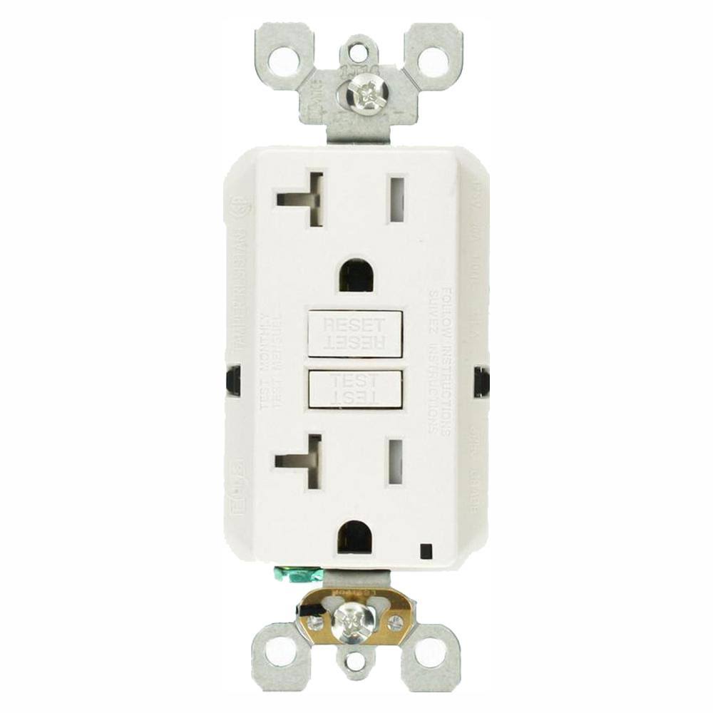 Leviton 20 Amp Self-Test SmartlockPro Slim Duplex Tamper Resistant GFCI Outlet, White (6-Pack)