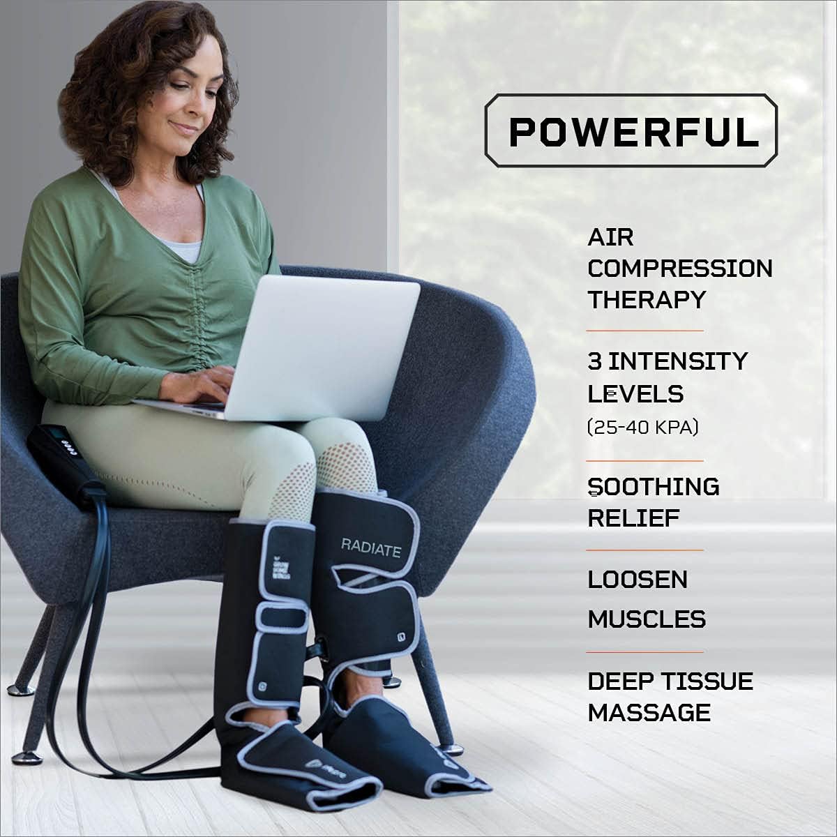 Lifepro Radiate Calf and Foot Massager with Heat - Leg Compression Machine for Circulation, Vein Support, Joints, Muscle Pain Relief, Athlete Recovery - 6 Massage Modes, Heated Foot Massage