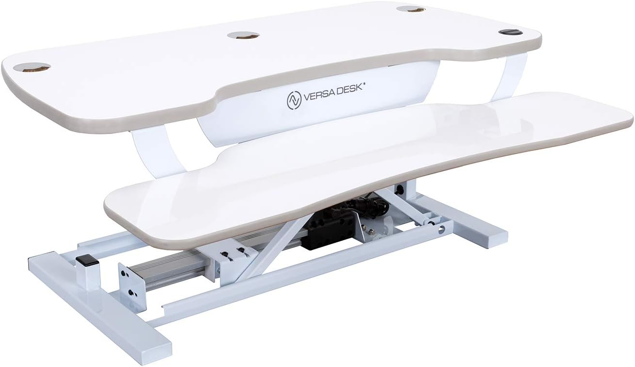 VersaDesk Power Pro USA Manufactured | Electric Height-Adjustable Desk Riser | Standing Desk Converter | Sit to Stand Desktop with Keyboard + Mouse Tray | 36