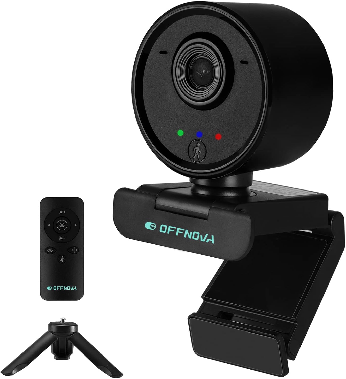 OFFNOVA AI Auto Tracking Webcam with Microphone, 1080P Computer Camera with Remote Control for Calls/Conference/Streaming, YouTube/Zoom/Skype Pack of 2