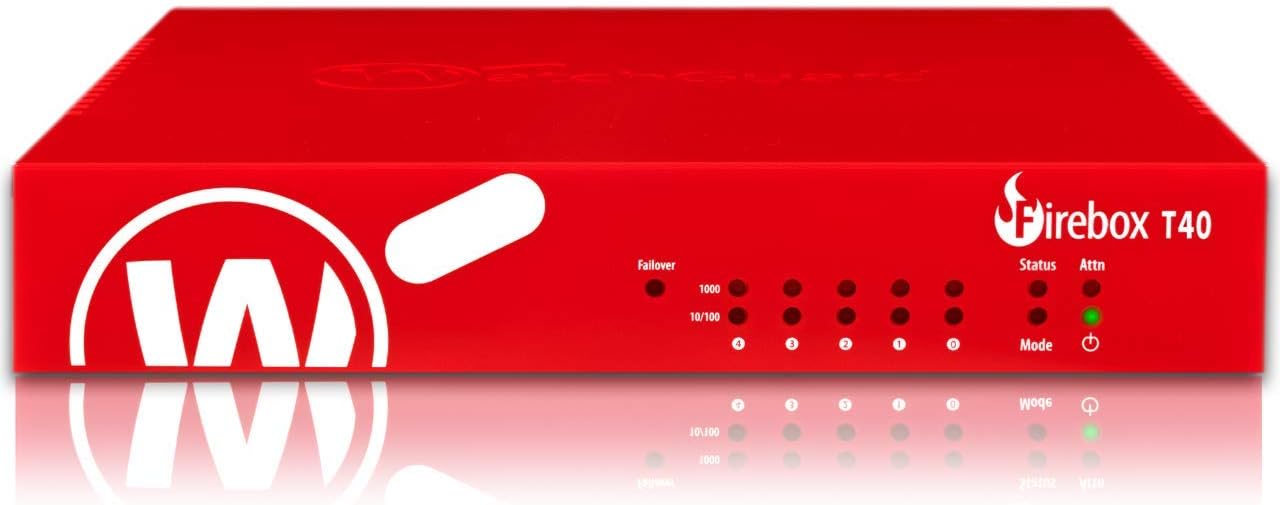 WatchGuard Firebox T40 Security Appliance Plus 1YR Basic Security Suite with Rackmount Kit (WGT40031-WW+RM-WG-T6)