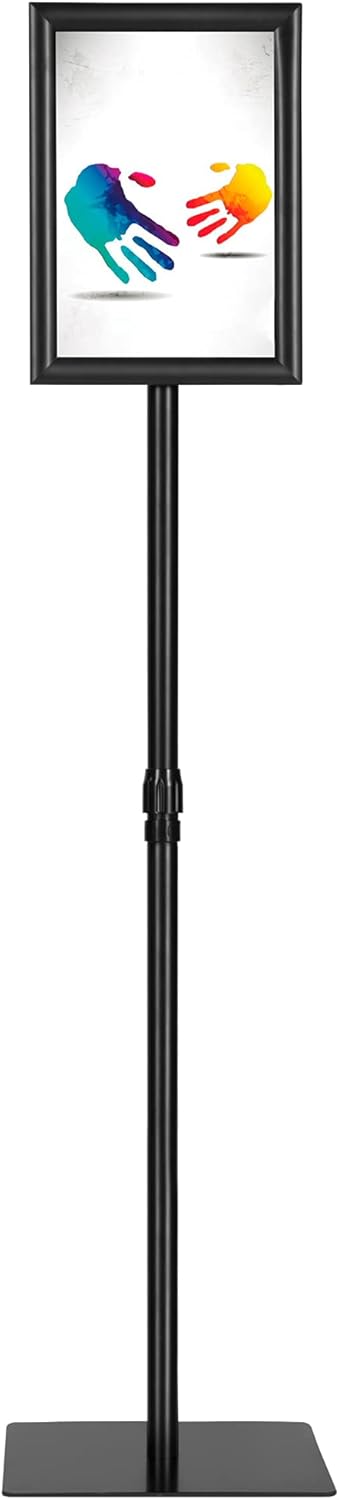 HYNAWIN Sign Holder Adjustable Pedestal Poster Stand Heavy Duty Business Sign Stand Aluminum Snap Open Frame for Vertical and Horizontal View (8.5 x 11 Inch) Pack of 2