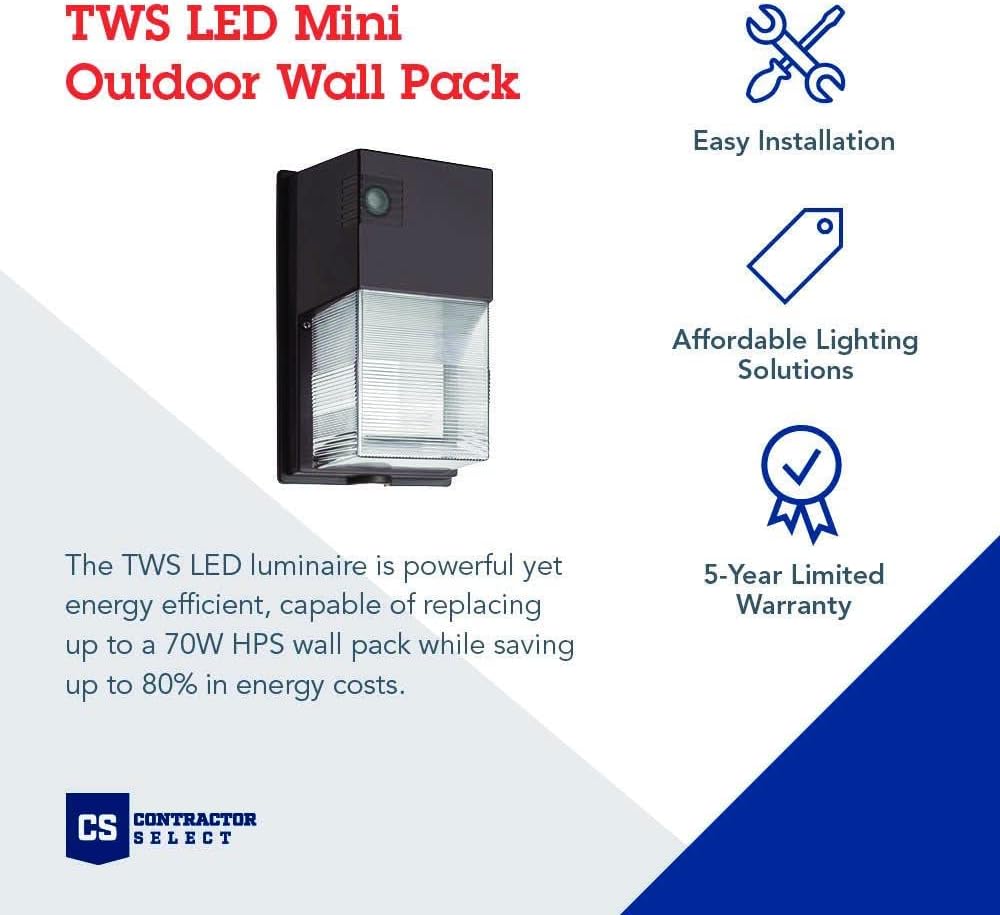 Lithonia Lighting TWS LED P1 50K MVOLT PE DDB M4 TWS Led P1 50K Mvolt Pe Ddb M4 TWS Led Wall Pack, 5000K , 120-277V, Photocell, Dark Bronze, Daylight