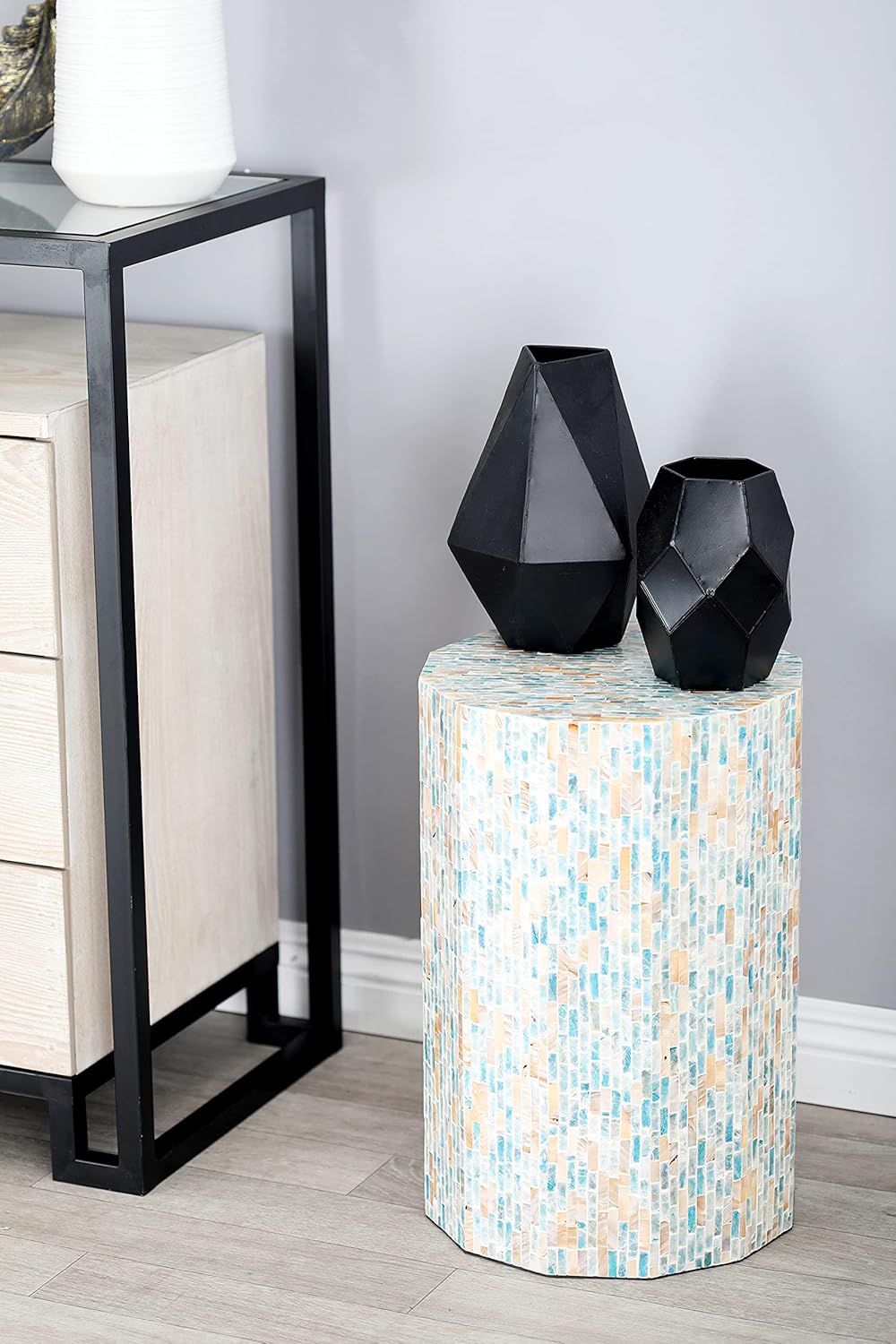 Deco 79 47336 Accent Table, Dark Gray, Multi-Color