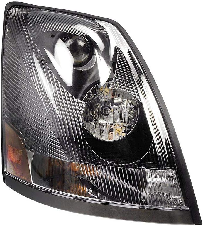 For Volvo VN/VNL/VNM Headlight Assembly 2004-2015 Passenger Side | Black w/Non-Protruding Lens For VO2503156 | 82329127