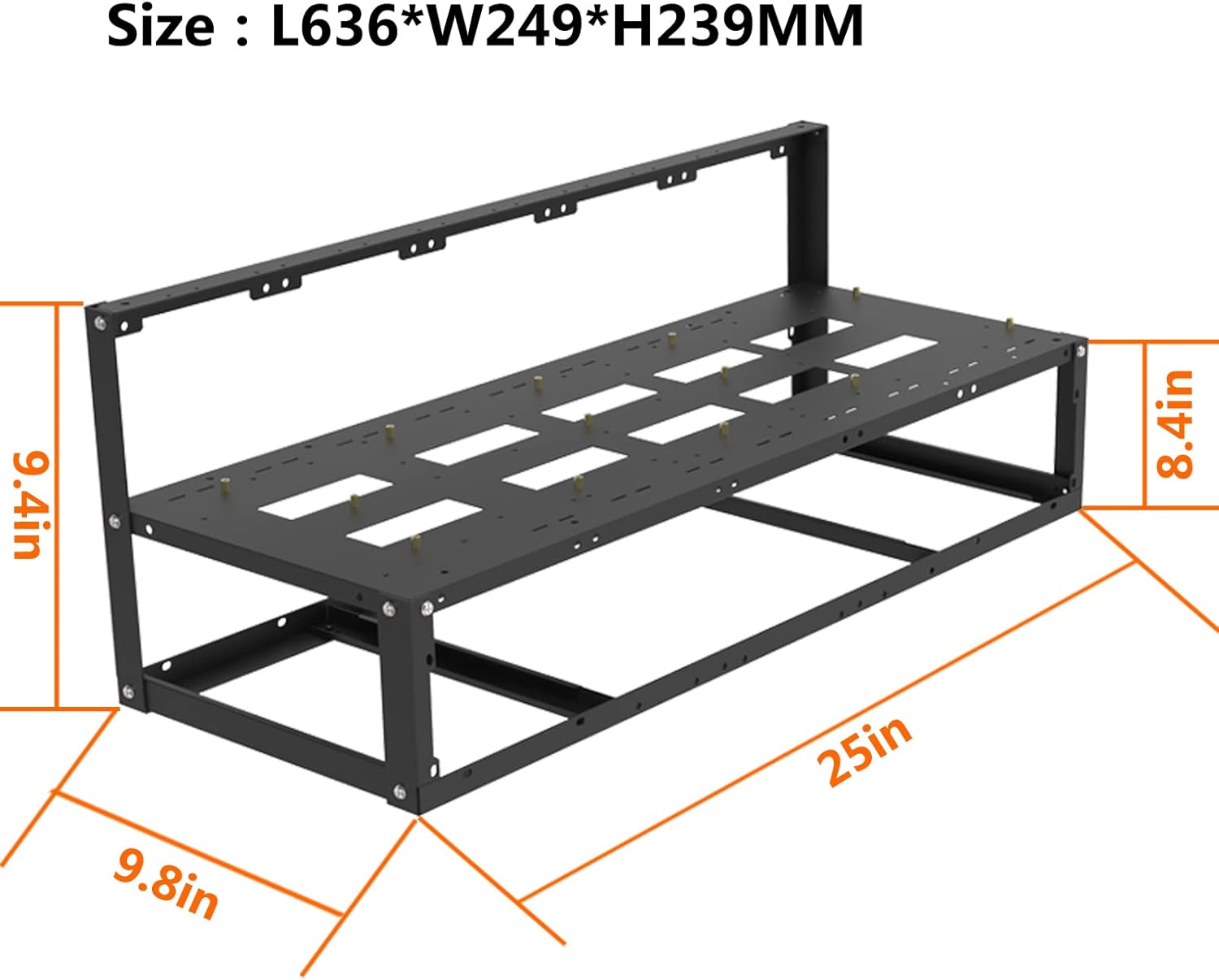 MLLIQUEA Mining Rig Frame for BTC-S37/B75/B85, 8 GPU Motherboard Stackable Steel Open Air Miner Kit, Computer Frame Rig Rack for ETH/ETC/ZEC Mining