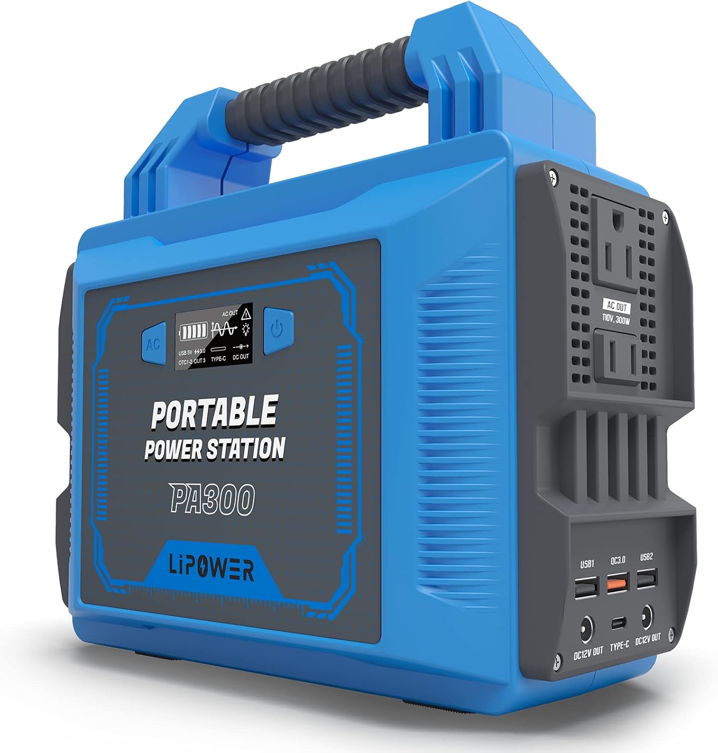 Portable Power Station 300W, LIPOWER 296Wh/80000mAh Solar Generator with 110V/300W Pure Sine Wave AC Outlet, DC Ports, QC3.0 & Type-C PD 45W, LED Flashlight for Home CPAP Camping Blackout Emergency