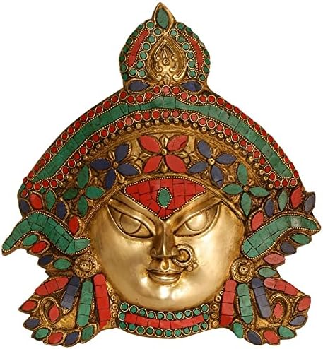 Brass Goddess maa durga, maa divine face Murti for Office Home Decor Wall Mount Evil Eye Vastu maks hindu god table top durga maa mask 11
