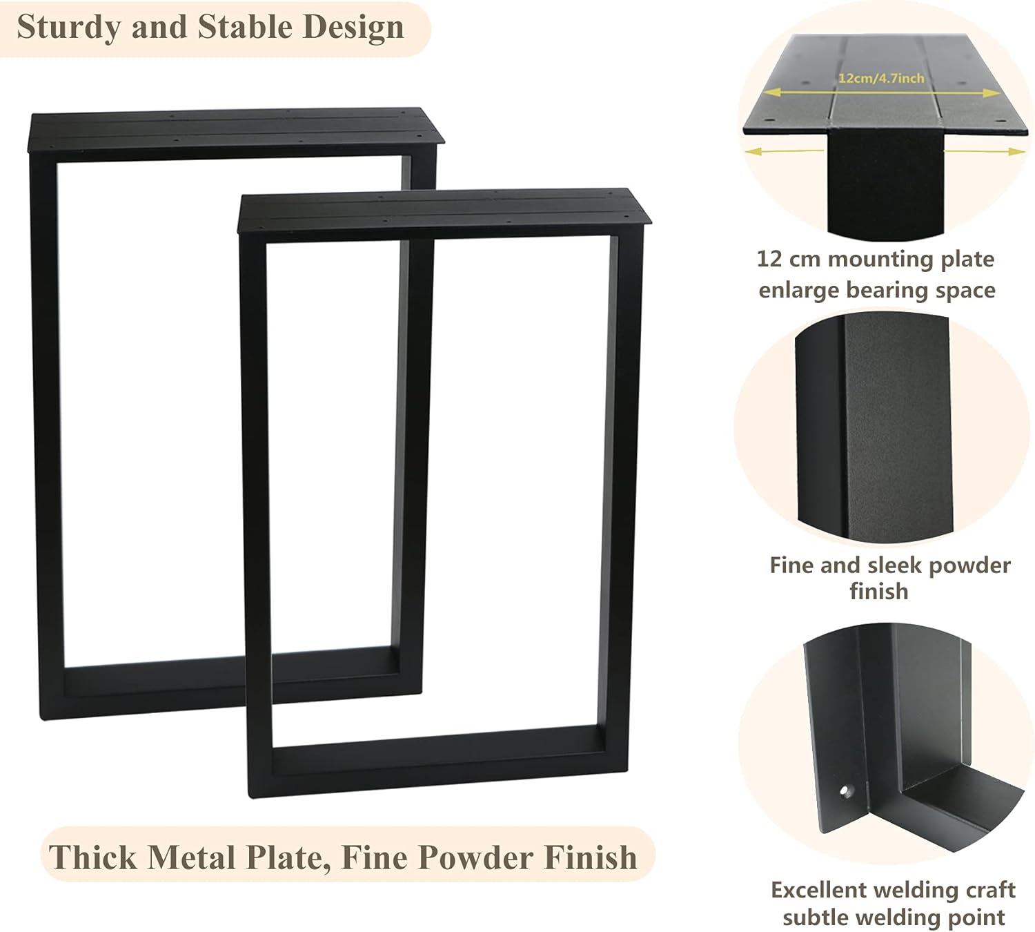Metal Table Legs 28 Inch ,Stable and Study DIY Dining Tabel Legs Furniture Legs Desk Legs Rustic Decory Square Tube Industrial Table Legs 28
