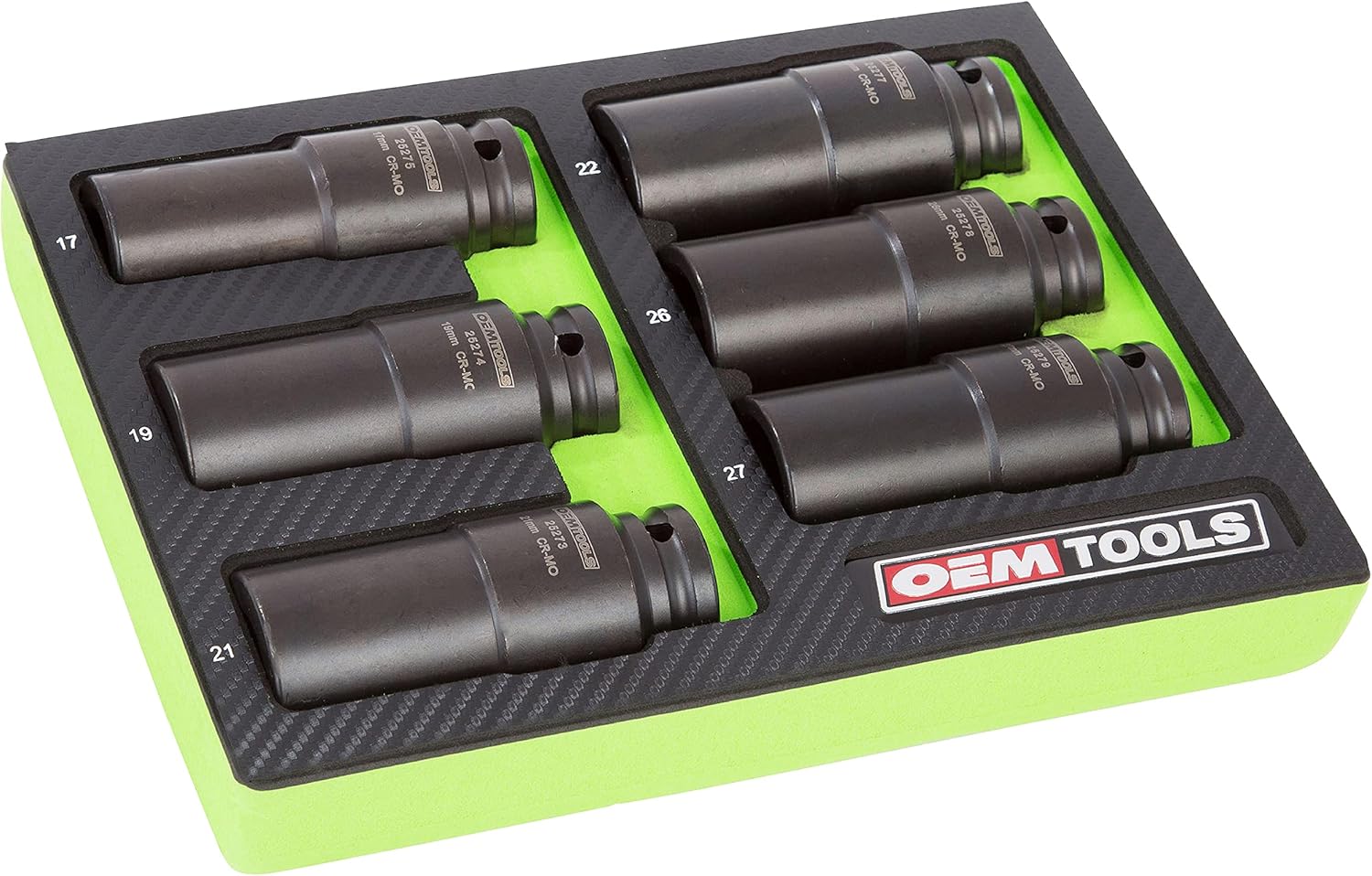 OEMTOOLS 25276 6 Pack Crank Bolt Socket Set, Metric Deep Socket Set, Crank Bolt Removal Tool, 6pt Socket Set, Impact Socket Set 1/2 Drive
