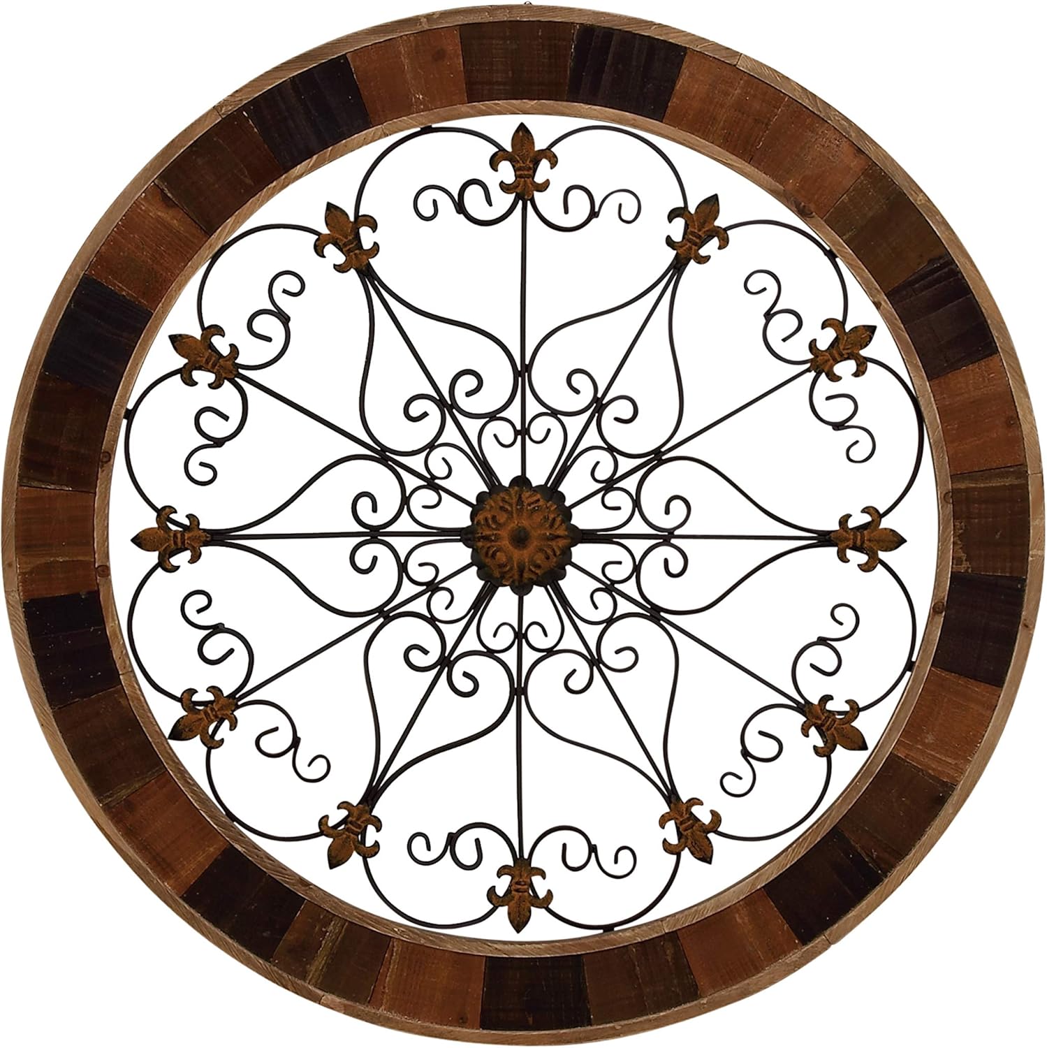 Benzara Antique Colonial Enticing Metal Wood Wall Decor, Brown, Black