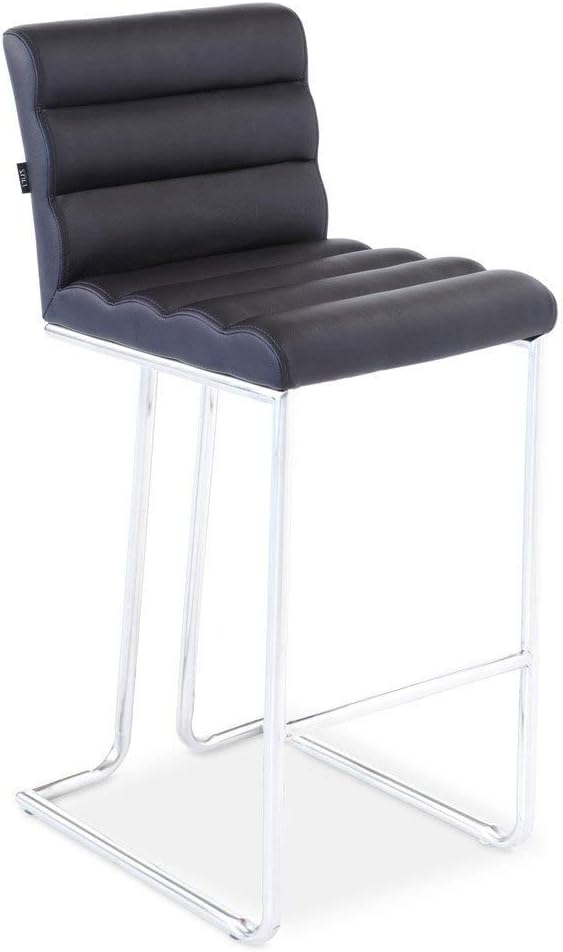 Zuri Furniture Luna Counter Height Modern Bar Stool with Metal Base - Black