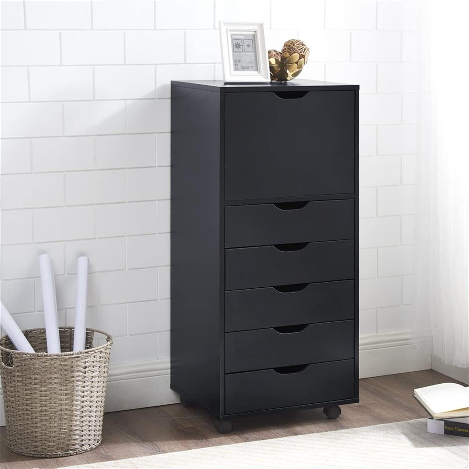Naomi Home Carly 6-Drawer Office Storage Cabinet Black