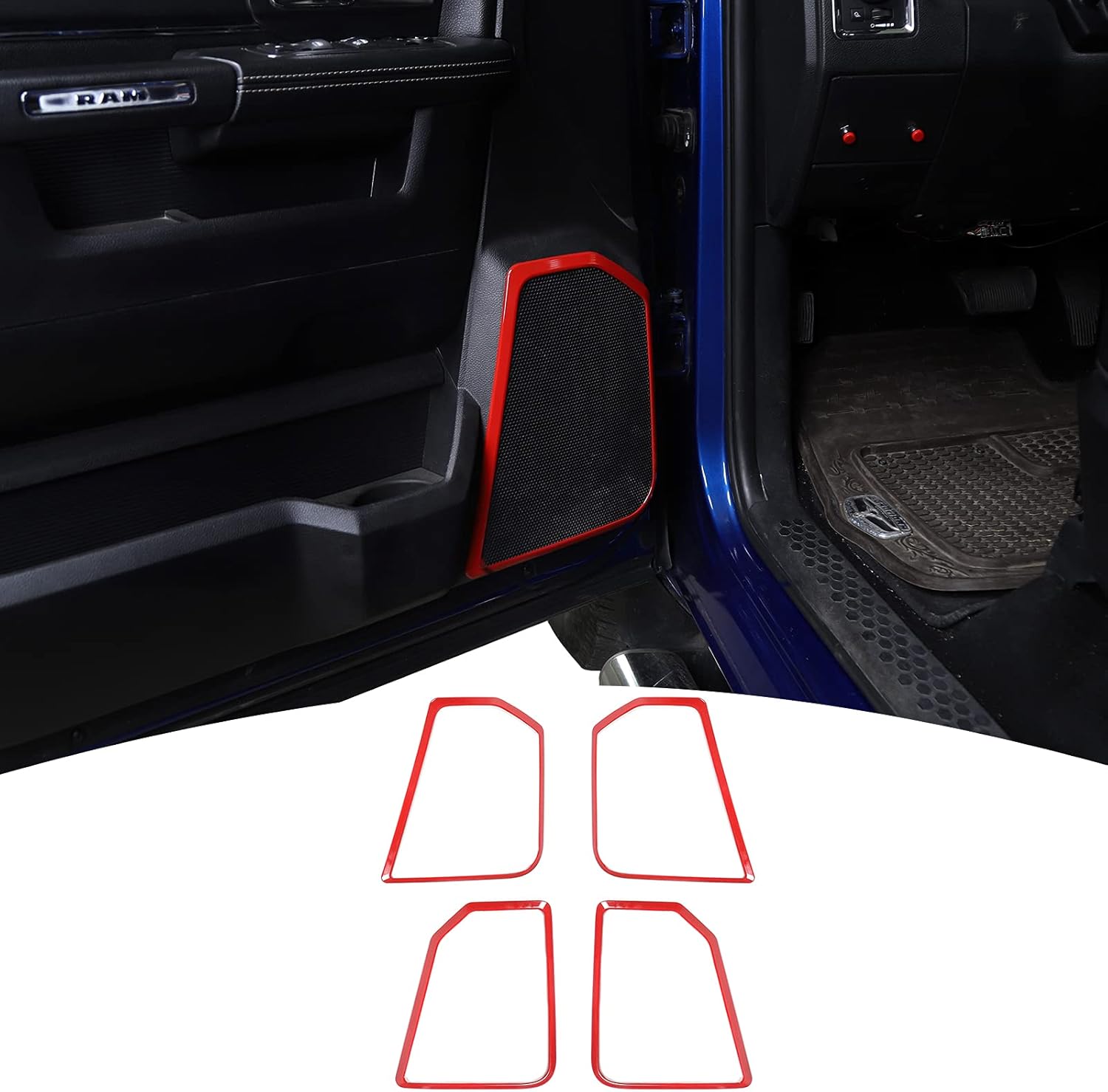 4PCS Car Interior Door Speaker Cover Trim for 2010-2017 Dodge Ram (carbon fiber) Pack of 2
