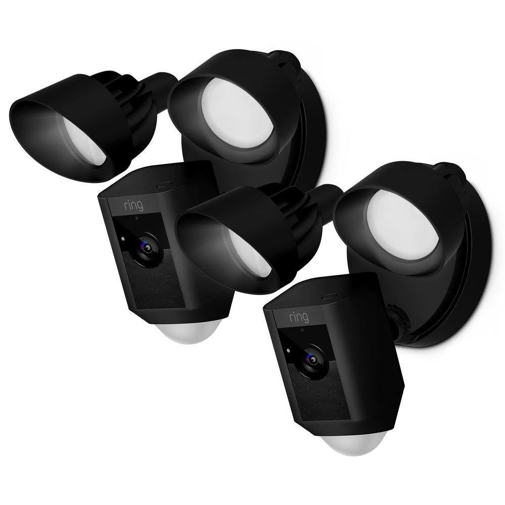 Ring Outdoor Wi-Fi Cam with Motion Activated Floodlight, Black (2-Pack)