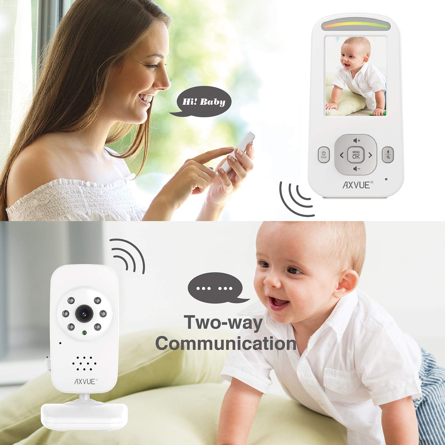 Video Baby Monitor, Fabulous Vertical Screen, Slim-Designed Handheld, Extra Long Range, Secure Wireless Technology, Camera Built-in Auto Night Vision, Temperature Alert Pack of 2