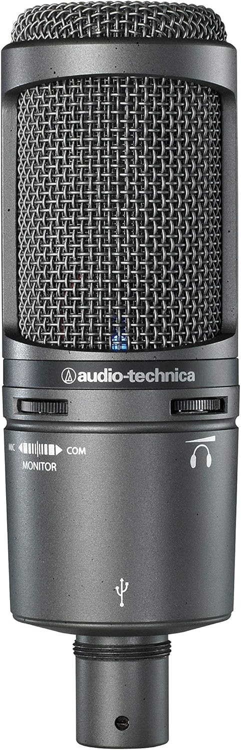 Audio-Technica AT2020USB Plus Cardioid Condenser USB Microphone, Black (Renewed)