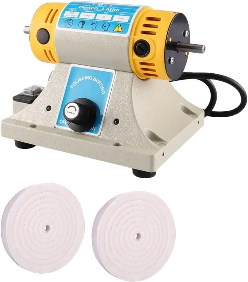 RLOZUI Bench Buffer Polisher Variable Speed Electric Buffing Machine 4 inch 320W Heavy Duty Benchtop Polishing Machine 110V for Jewelry Wood Silver Amber Metal Jade