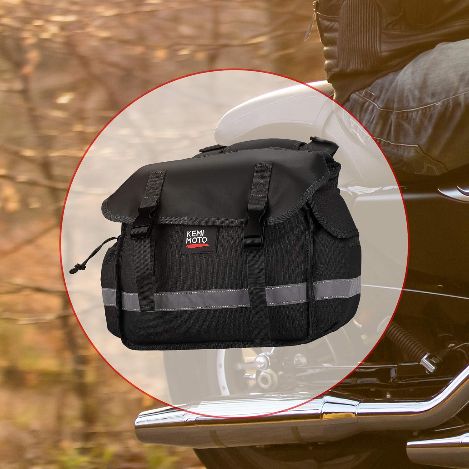 Motorcycle Saddlebags, Canvas Throw Over Bags, Motorcyel Panniers Bags with Rain Covers for Sportster Dyna Softail Shadow 750 Vulcan 500 Warrior Vstar 150CC Scooter, Black