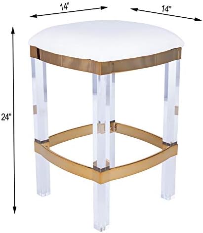 Beaumont Lane Metropolitan Living Acrylic and Polished Brass Counter Stool in White
