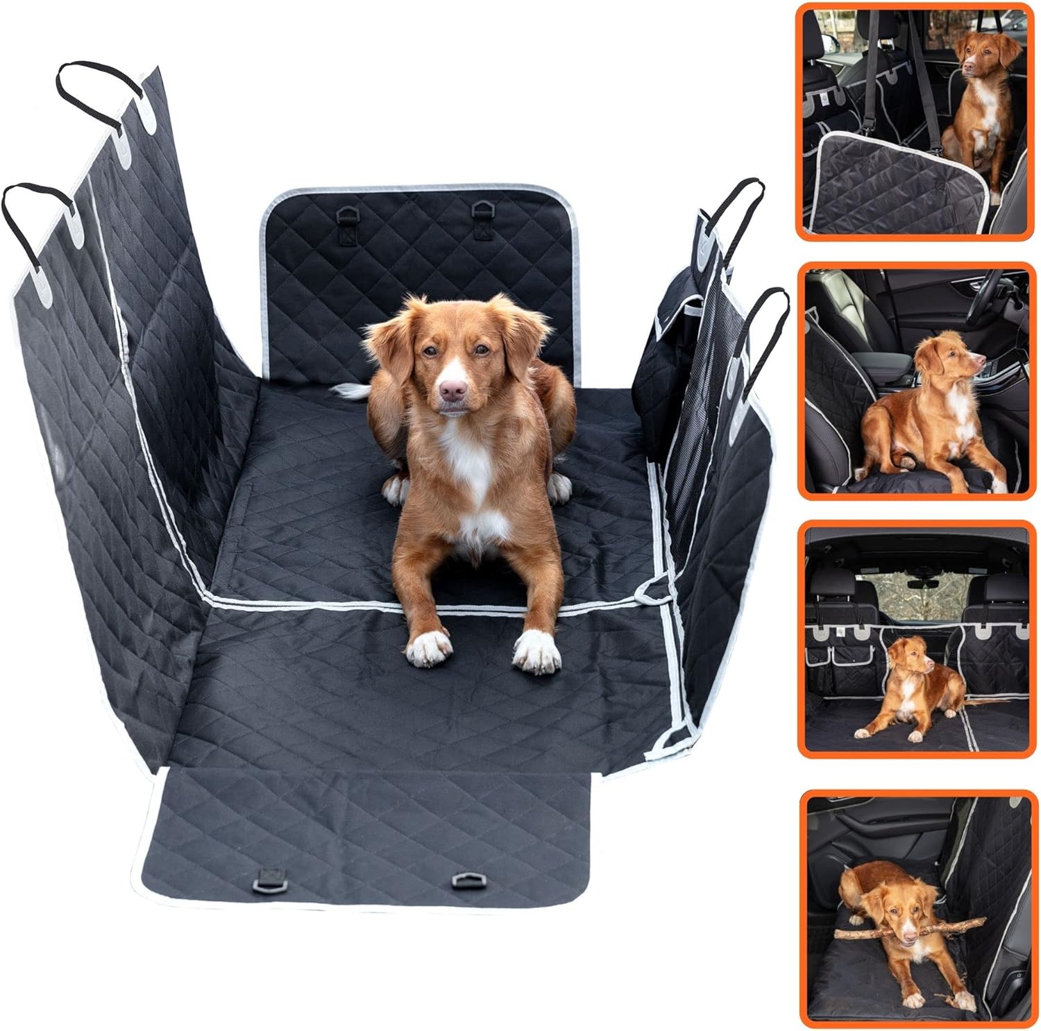 Dog Seat Covers for SUVs Bumper Flap Protector - Cargo Liner for Dogs - Waterproof Pet Cargo Back Seat Cover for Sedans & Vans - Dog Car Mat for Muddy Paws - Non-Slip, Universal Fit Pack of 2