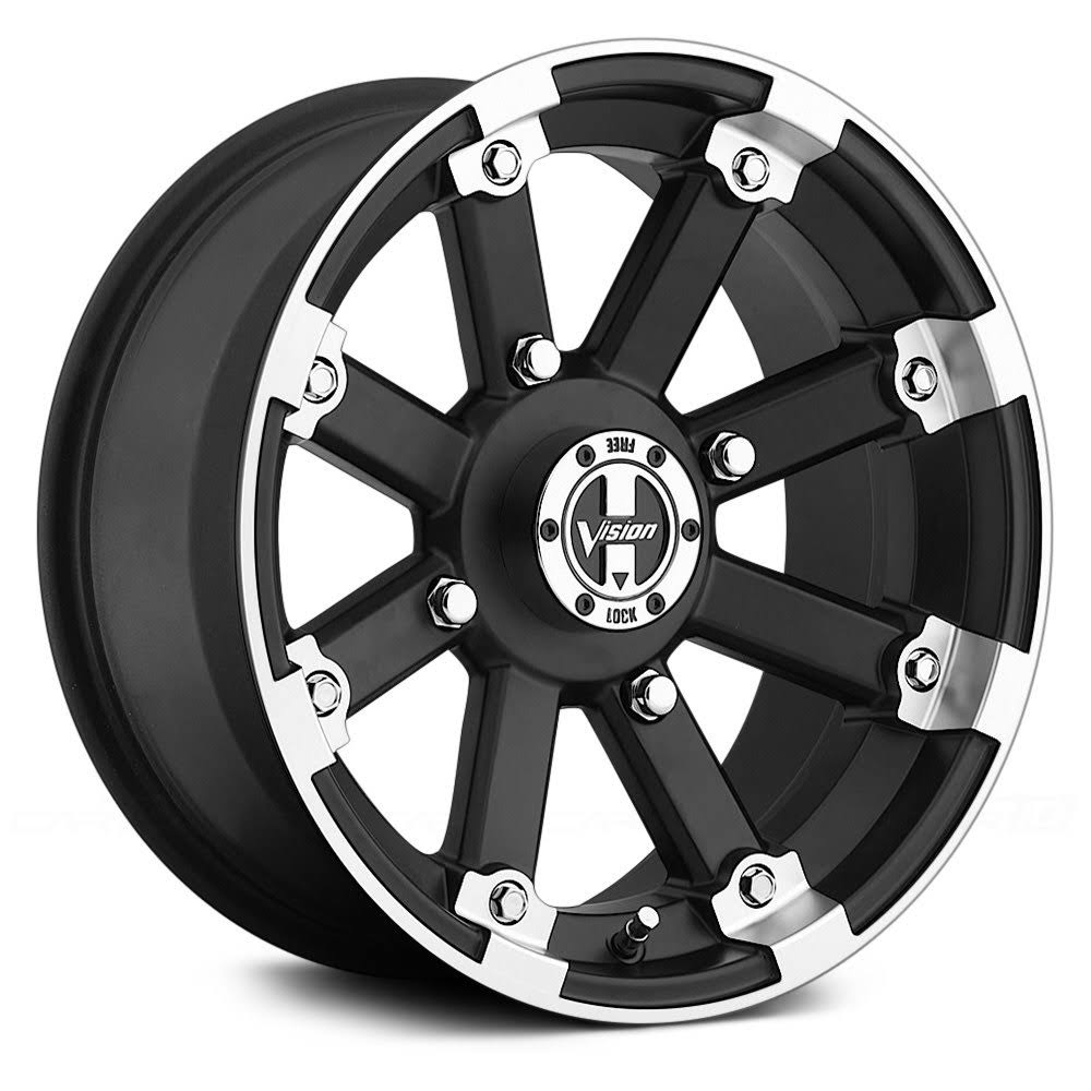 Vision Lockout 393 Matte Black Machined Lip Wheel 12x8 4x101.6 4+4