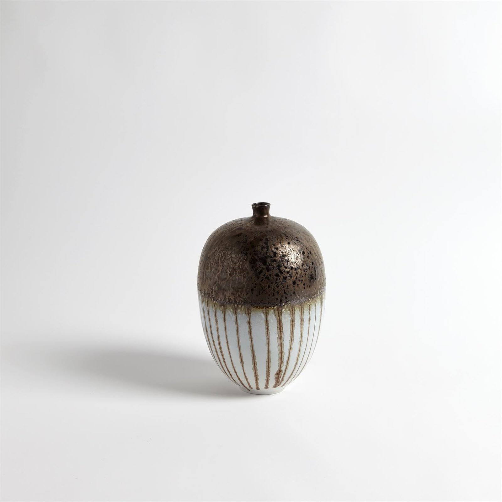 Global Views Reactive Bronze Stripe Vessel, Small