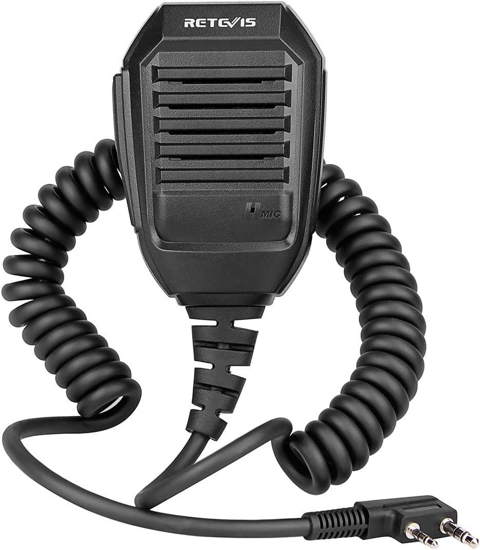 Retevis Speaker Mic for Baofeng UV-5R 888s Kenwood Retevis RT22 RT21 RT19 H-777 H-777S RT15 RT22S RT68 RT27 RT21V RT18 RT1 RT28 RT-5R Arcshell AR-6 Two-Way Radio 2 Pin Shoulder Speaker Mic (5 Pack)