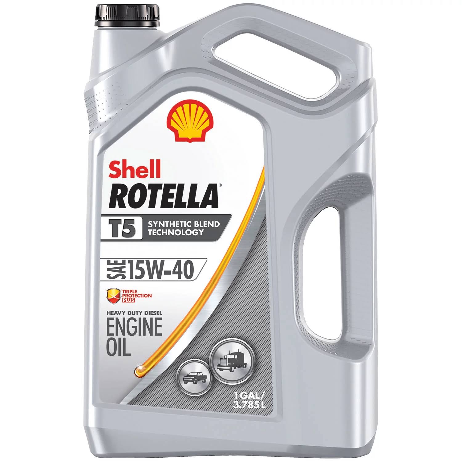 (6 Pack) Shell Rotella T5 15W-40 Synthetic Blend Heavy Duty Diesel Engine Oil, 1 Gal
