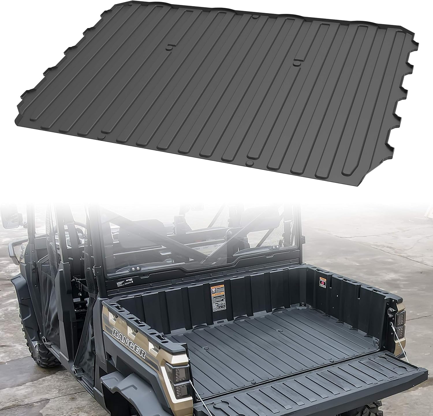 SAUTVS Rubber Bed Mat Liner for Ranger XP 1000, TPE Rear Cargo Bed Mat All Weather Protector Slush Liner for Polaris Ranger XP 1000 Crew 2018-2021 Accessories