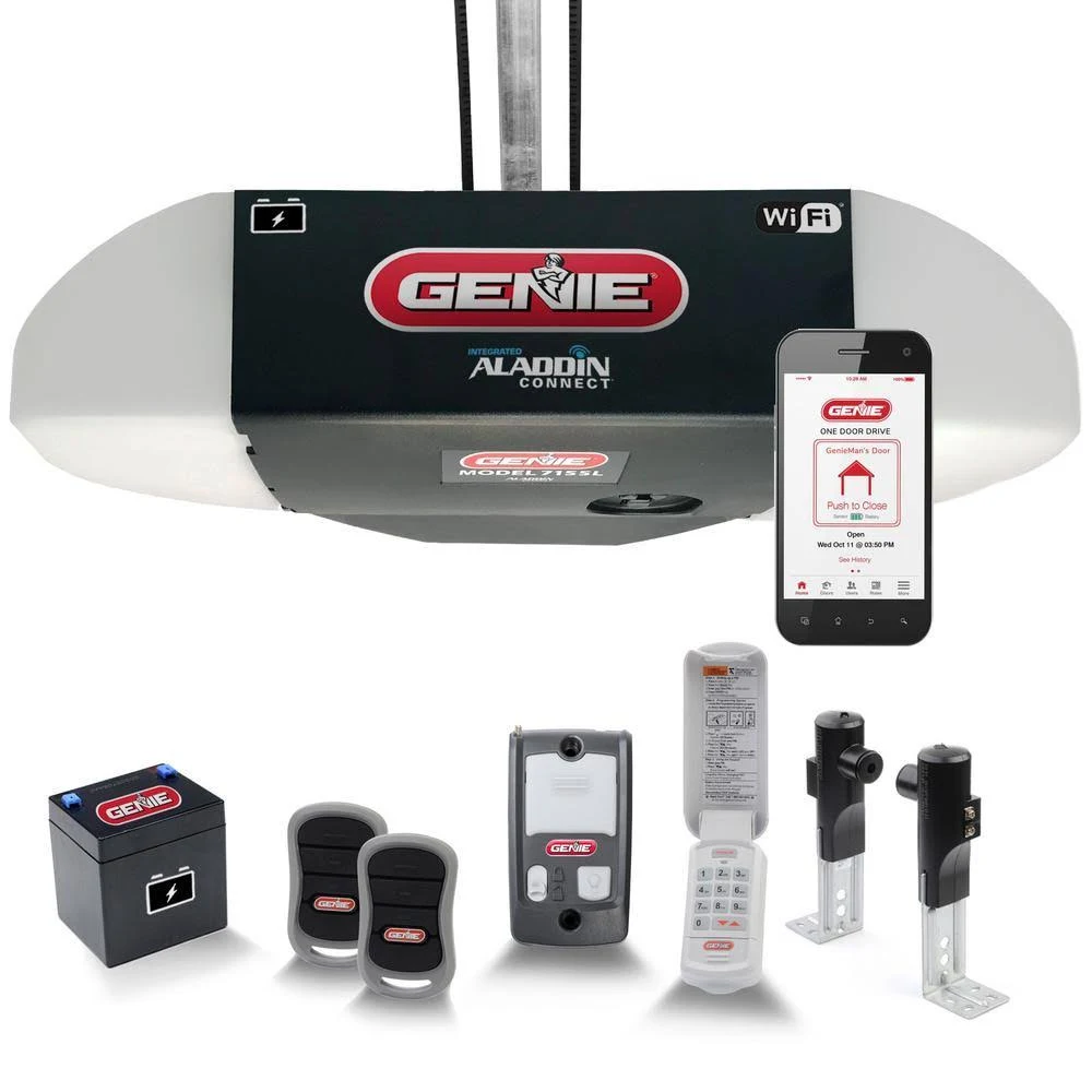 Genie SilentMax LED Connect Ultra-Quiet Belt Drive Smart Garage Door Opener w/ LED Lighting and Battery Backup + Aladdin 39765S