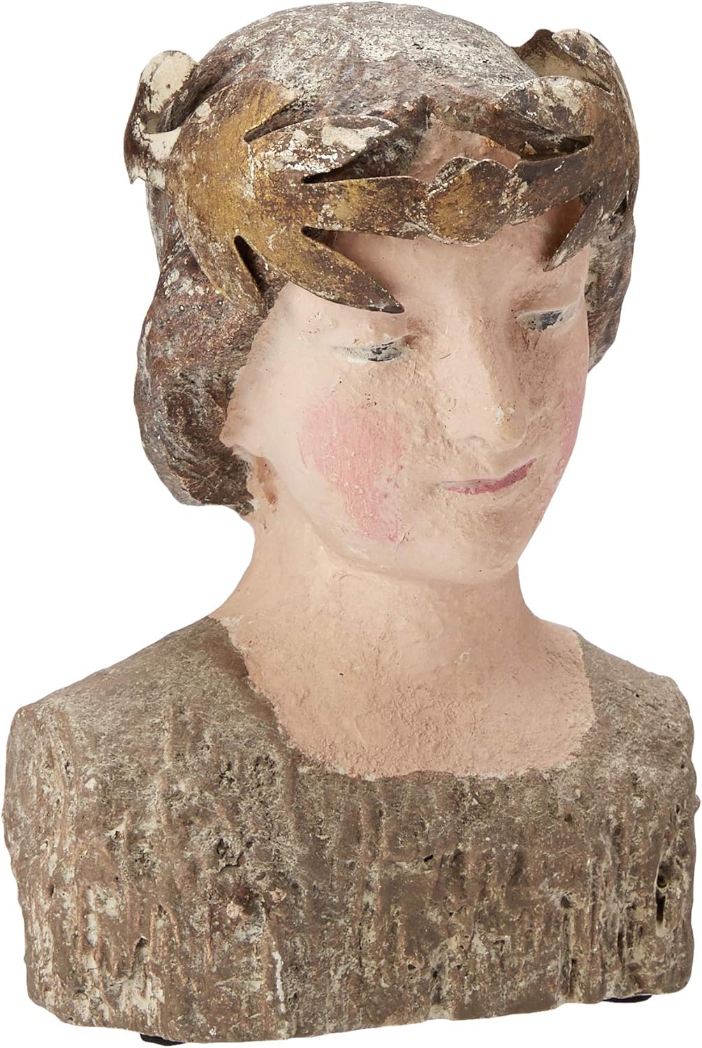 Creative Co-Op Vintage Greek Bust Reproduction with Removable Crown, Brown Pack of 2