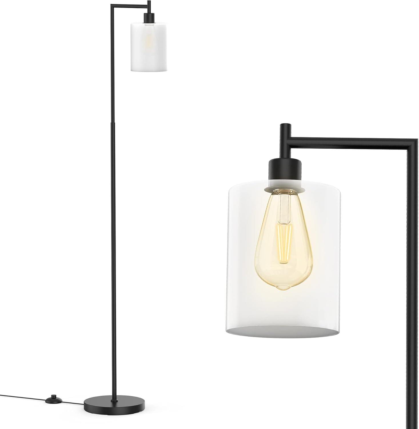 Floor Lamp, Industrial Floor Lamp for Living Room, 66'' Tall Lamp for Bedroom, 10'' Diameter Metal Base, Modern Black Floor Lamp, One Light Bulb included and Replaceable