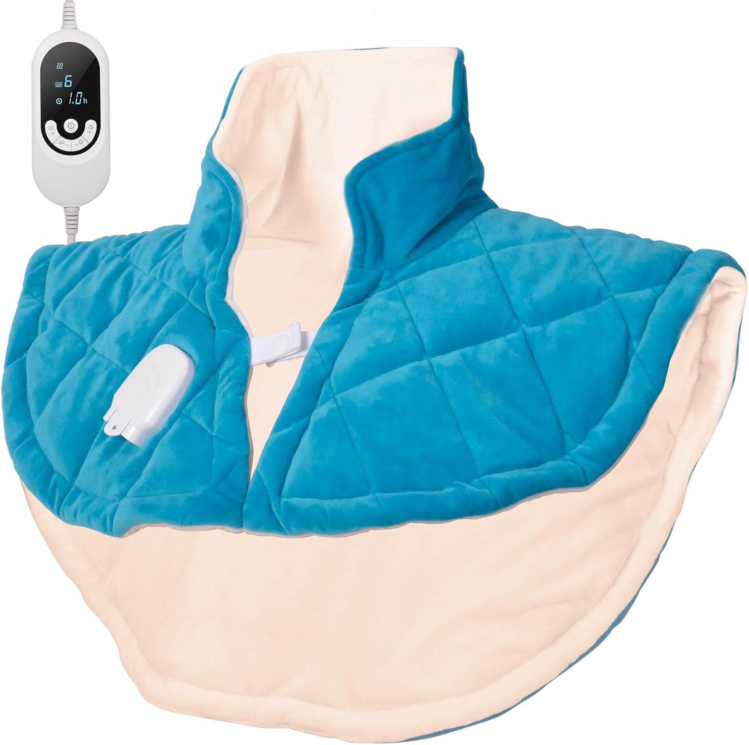 Far Infrared Heating Pad for Neck and Shoulders, Fast Heat Therapy Neck Heating Pad for Back Pain Relief, Weighted Shoulder Heating Pad, 6 Heat Settings Electric Heating Pads with Auto-Off (Blue, M)