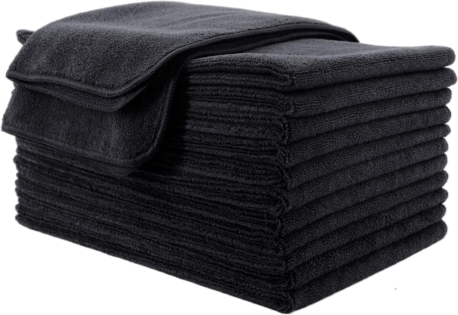 Polyte Professional Quick Dry Lint Free Microfiber Hair Drying Salon Towel, 16 x 29 in, 12 Pack (Black) Pack of 2