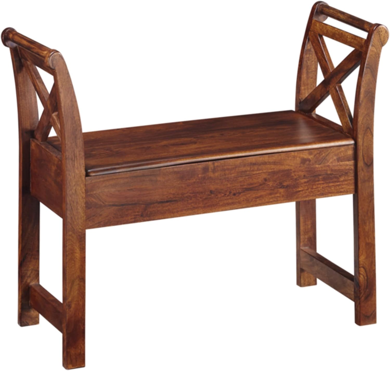 Signature Design by Ashley Heron Ridge Distressed Accent Bench with Storage, Antique White