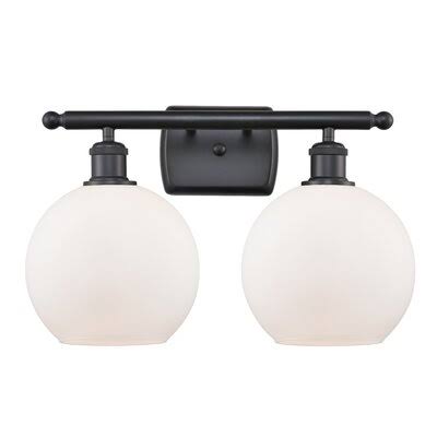 Anchondo 2-Light Dimmable Vanity Light Mercury Row Finish: Matte Black, Shade Color: Cased Matte White, Bulb Type: 60 Watt Vinta
