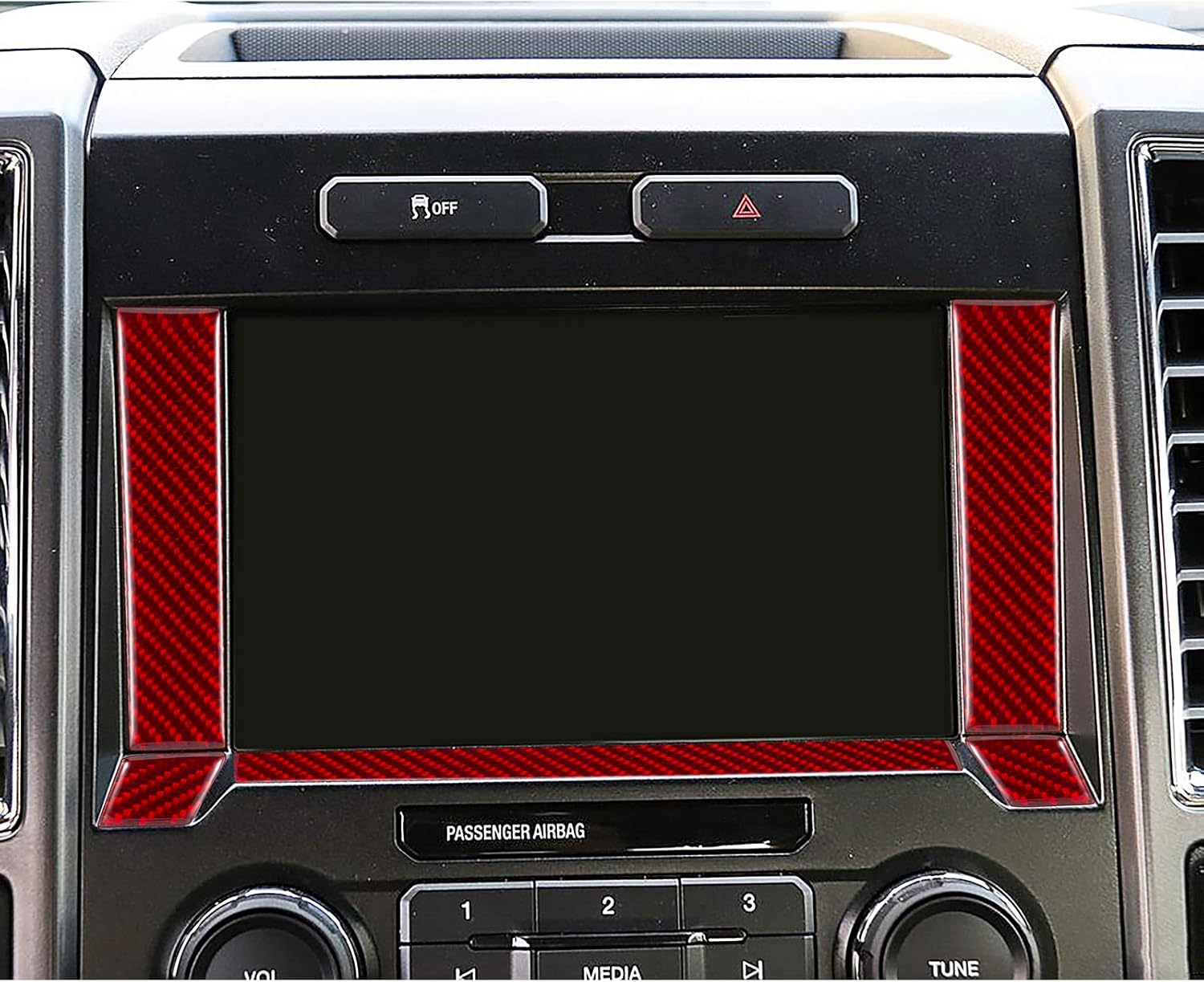 LANZMYAN Compatible with Center Console Display Frame Sticker Carbon Fiber Center Console Screen Frame Trim Cover Interior Accessories for Ford F150 2015 2016 2017 2018 2019 2020 Red 5PCS
