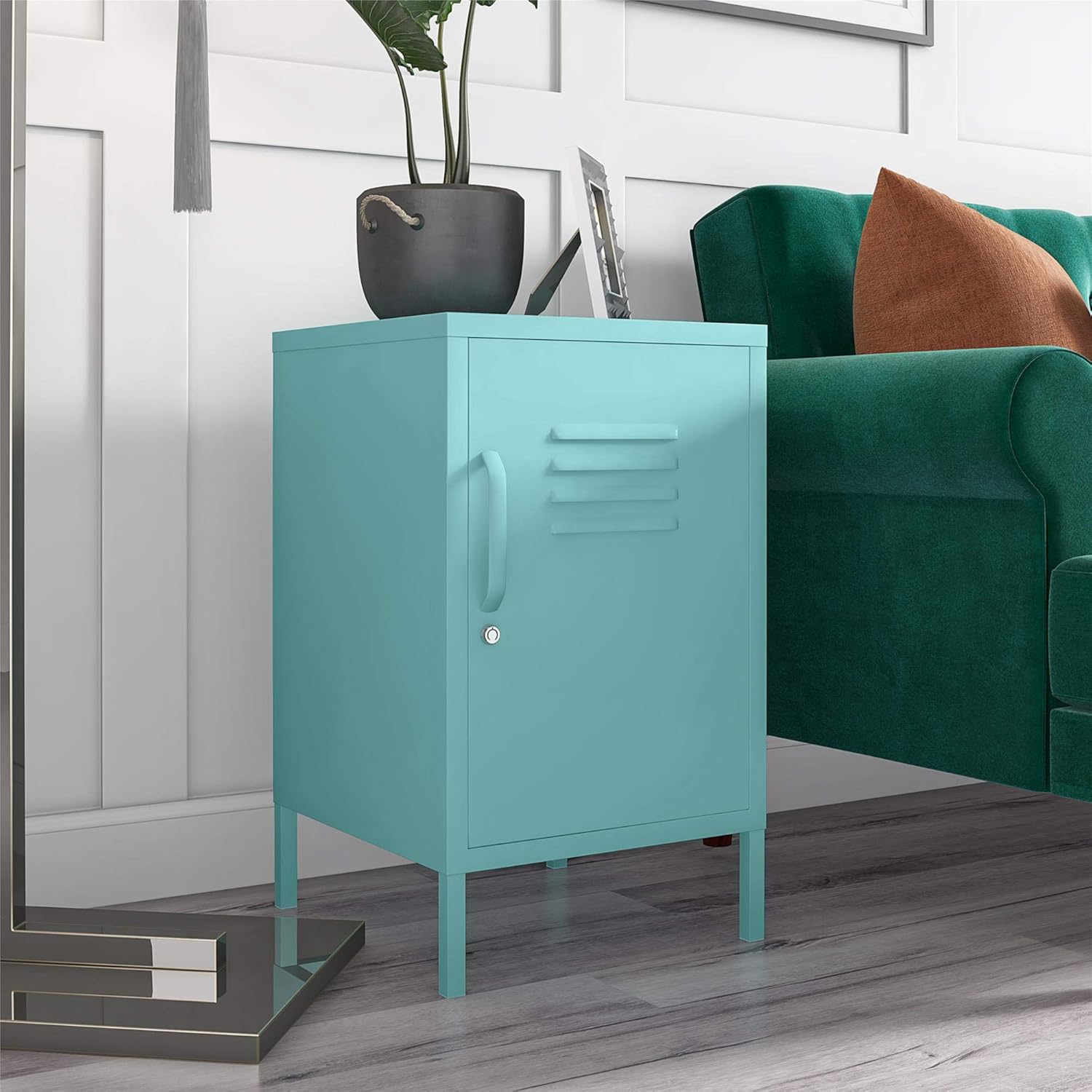 Novogratz Cache Metal Locker, Mint End Table