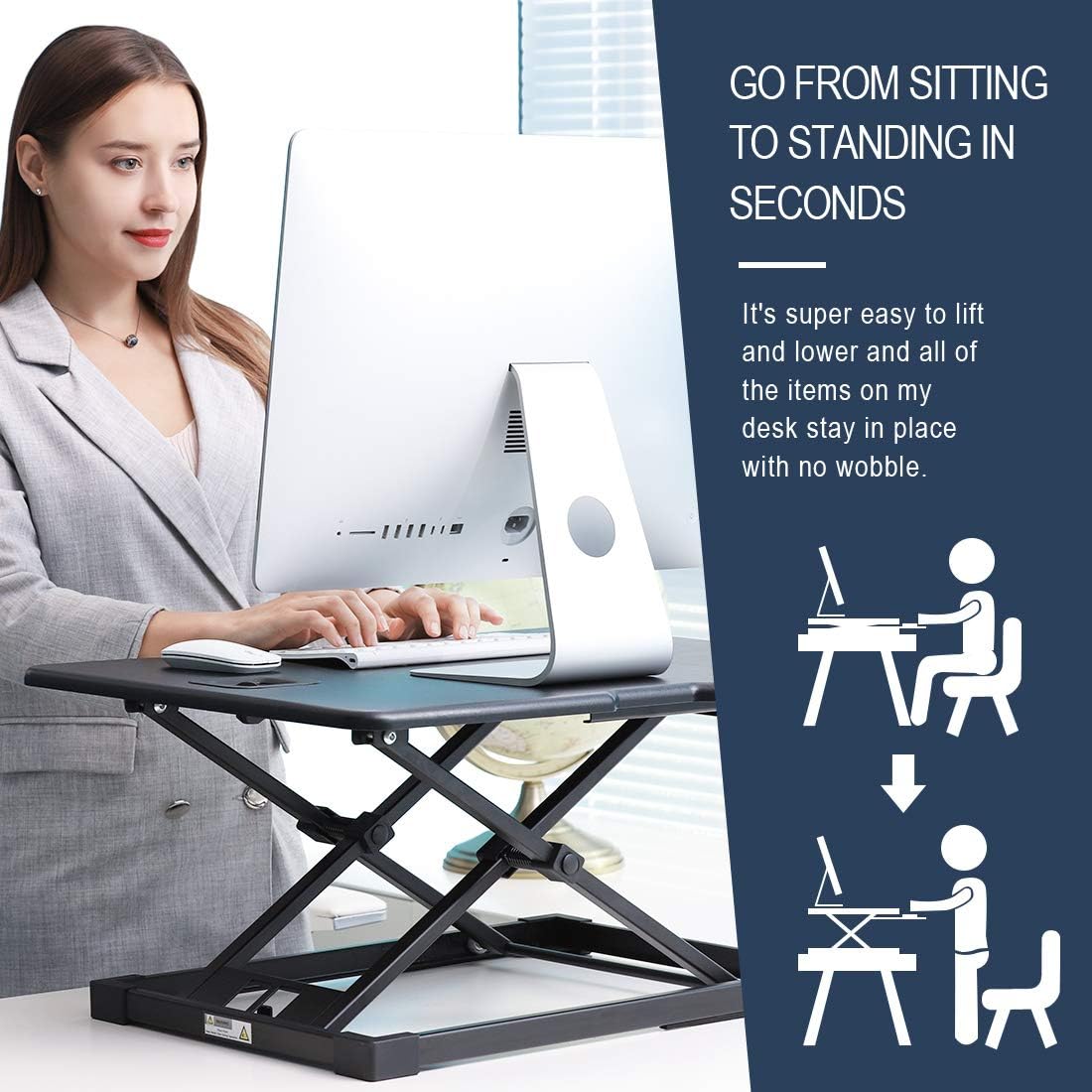 Standing Desk Converter JENOSWEIN Stand Up Desk 26 inch Adjustable Height Desktop Monitor Riser for Laptop Office Home Pack of 2