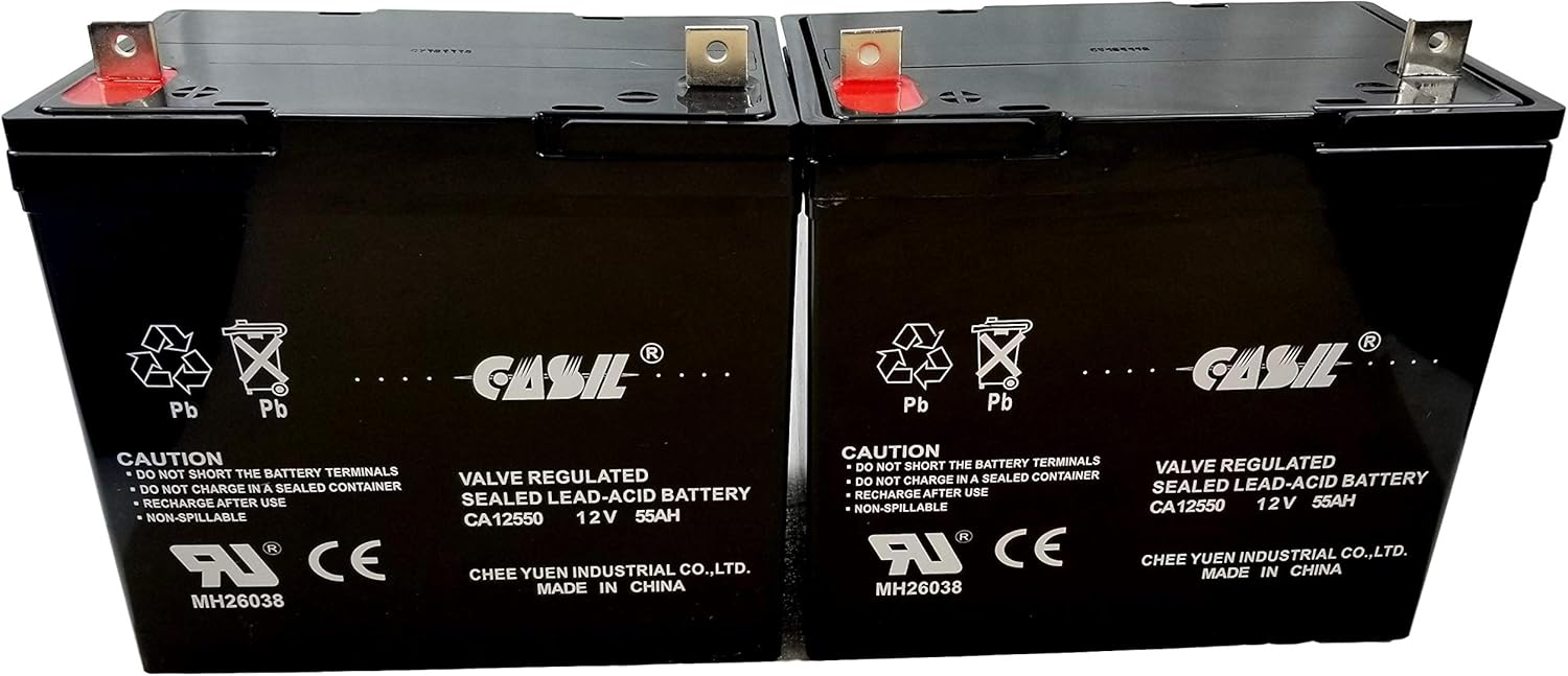 2 Pack 12v 55ah Group 22NF Quantum Q6000 Q6000Z Pediatric Q600XL Q614 QG Edge 2.0 Power Chair Quickie Design P500 ZIPPIE Z500 Rhythm M3 M5,M7 S622 S626 S646 Pulse 6 Marathon LE 3P 3W 3H 3V Battery