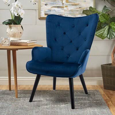 Modern Leisure Accent Chair for Living Room Mercer41 Fabric: Navy Velvet