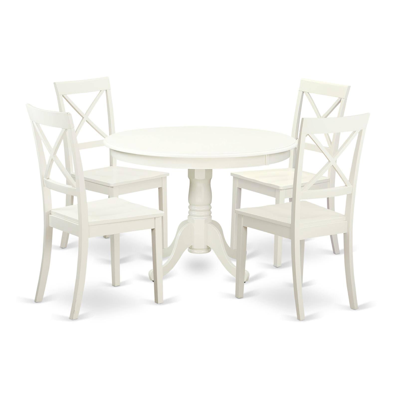 East West Furniture Hartland 5 Piece Crossback Dining Table Set, White