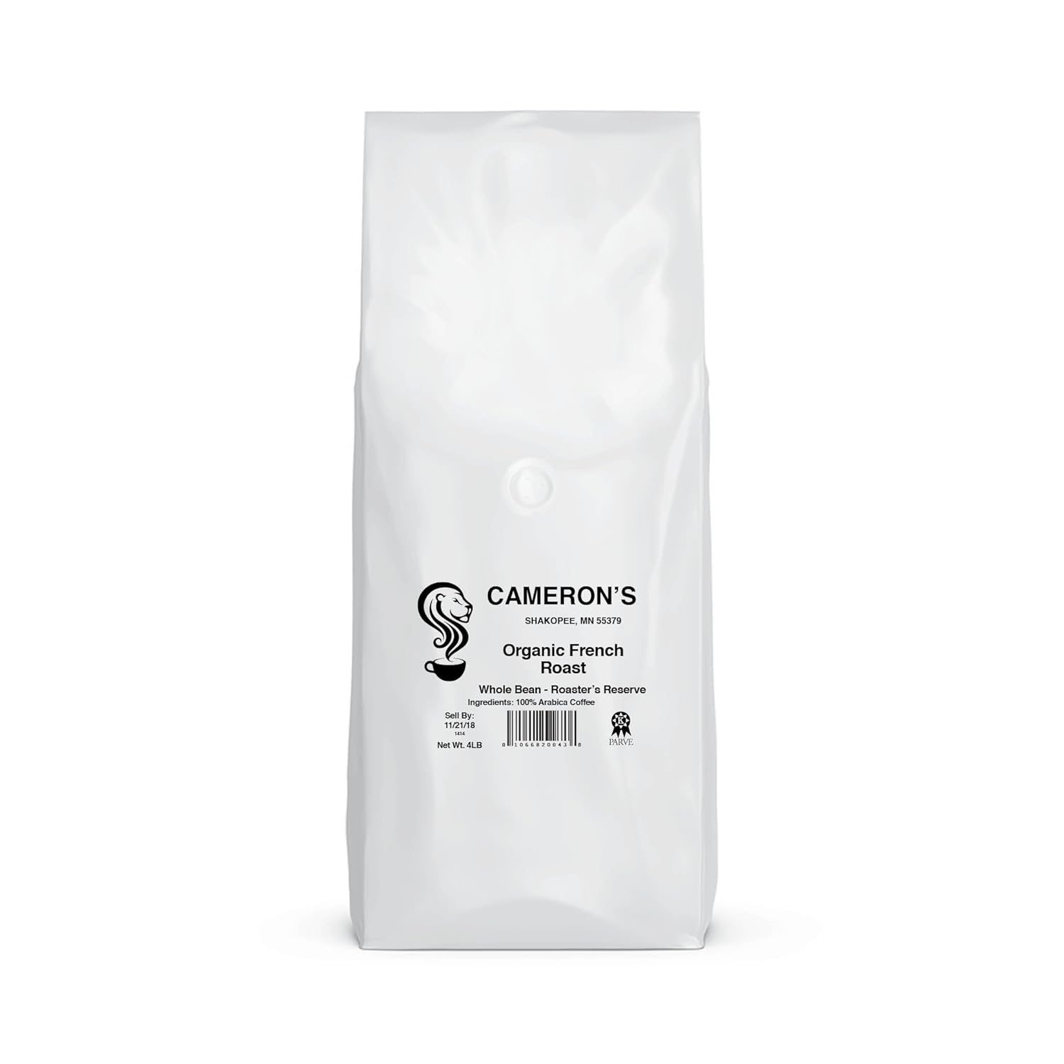 Cameron's Coffee Roasted Whole Bean Coffee, Organic French Roast, 4 Pound, 64 Ounce (Pack of 1) Pack of 2
