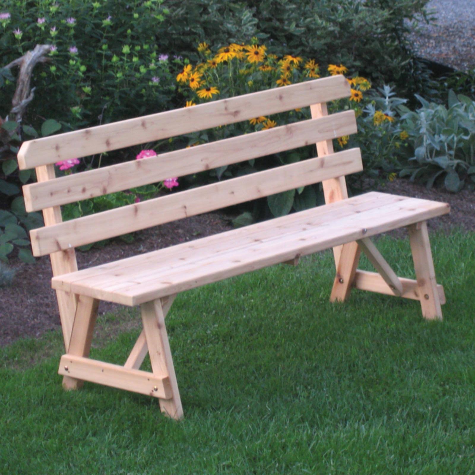 A u0026 L Furniture Western Red Cedar Bench with Back