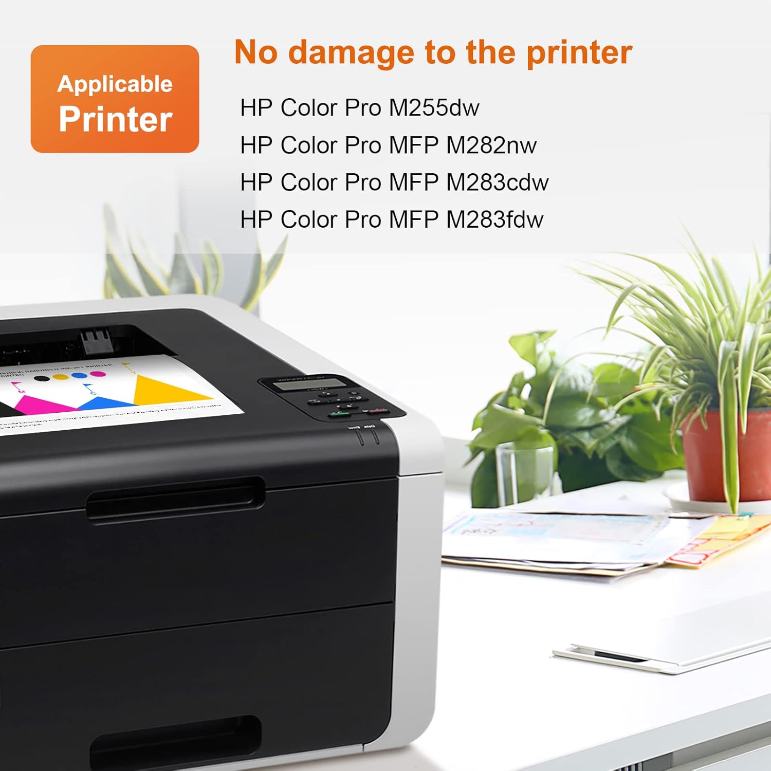 206X TESEN Compatible Toner Cartridge Replacement for HP 206X W2110X W2111X W2112X W2113X for HP Color Pro MFP M283fdw M255dw M283cdw M282nw M255 M283 Printer Ink (Black Cyan Yellow Magenta) NO CHIP