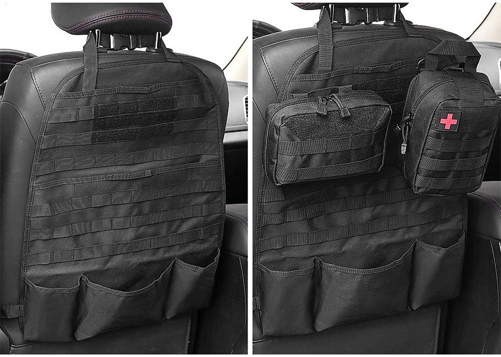 AIRSOFTPEAK Car Backseat Organizer Tactical Molle Panel Seat Back Protector Cover Nylon Vehicle Car Back Seat Cover Pocket Storage